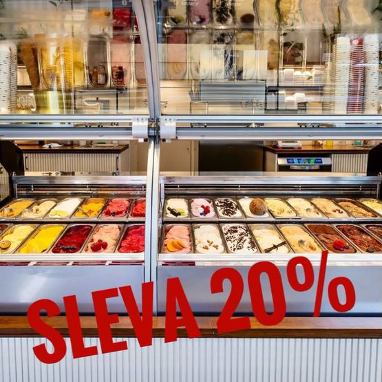Kornout se zmrzlinou a informace o 20% slevě